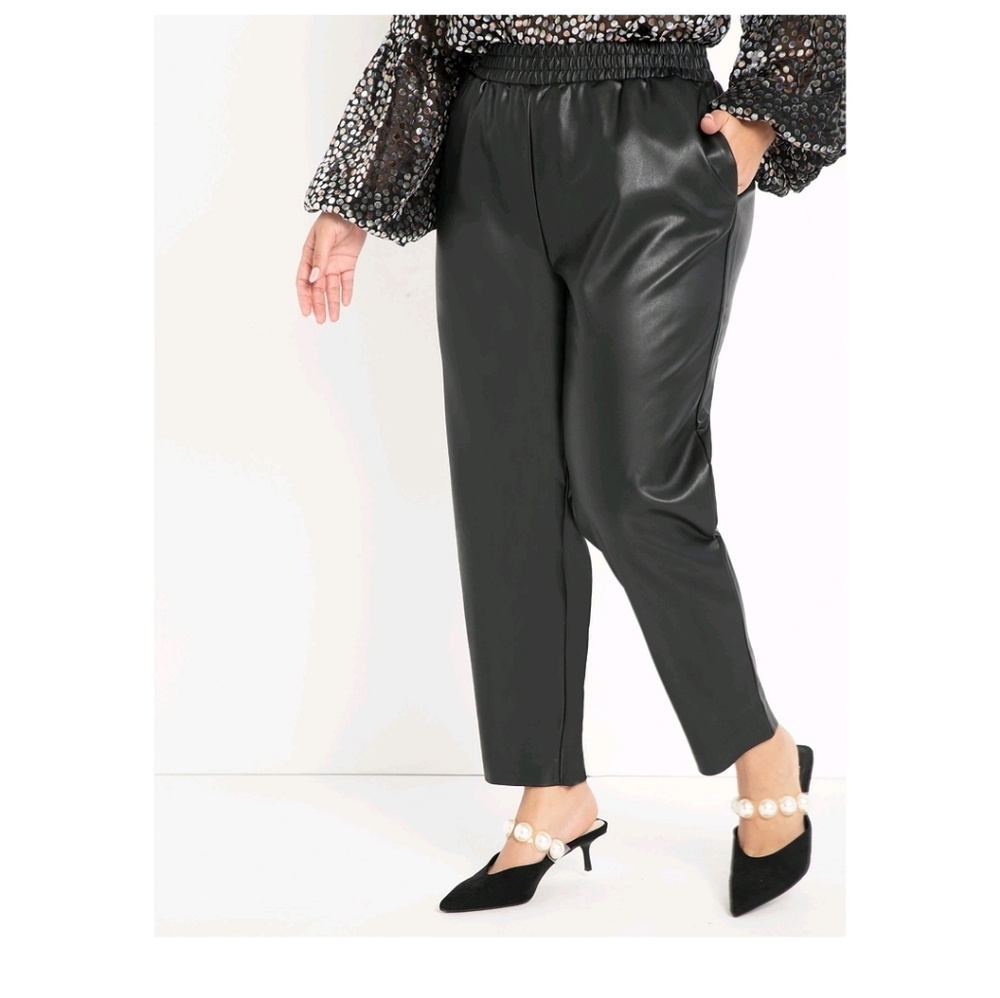Eloquii Black Faux Leather Pants